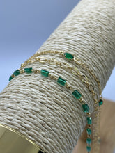 Dainty Chain Bracelet with Green Beads